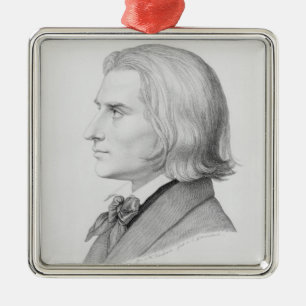 Franz Liszt, engraved by Gonzenbach Metal Tree Decoration