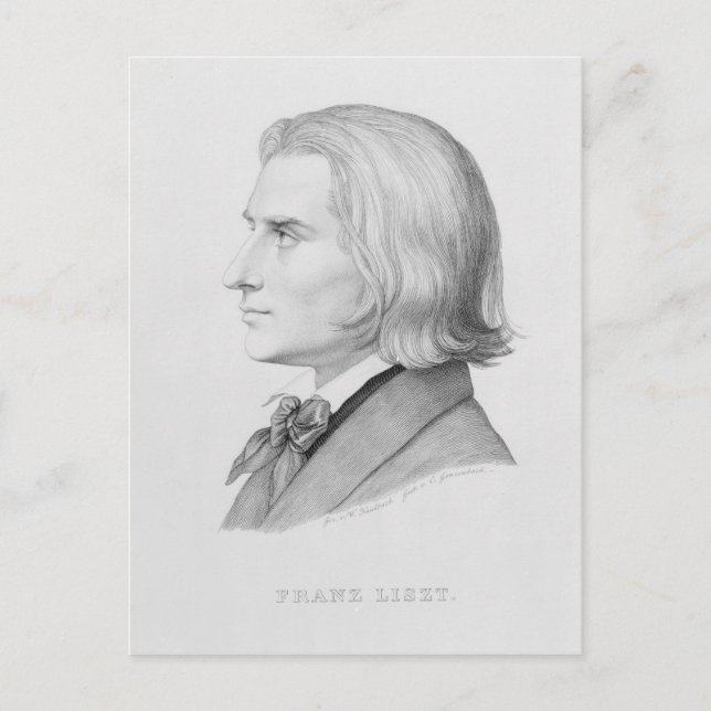 Franz Liszt, engraved by Gonzenbach Postcard (Front)