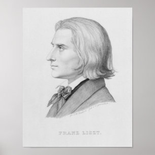 Franz Liszt, engraved by Gonzenbach Poster