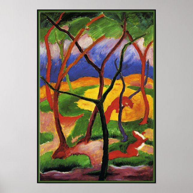 Franz Marc abstract art, Weasels Playing Poster (Front)