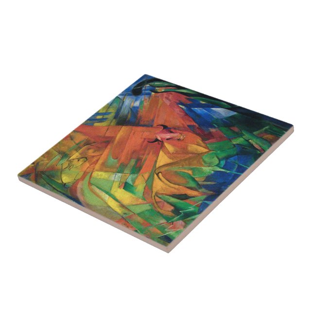 Franz Marc Animals in a Landscape Colourful Ceramic Tile (Side)