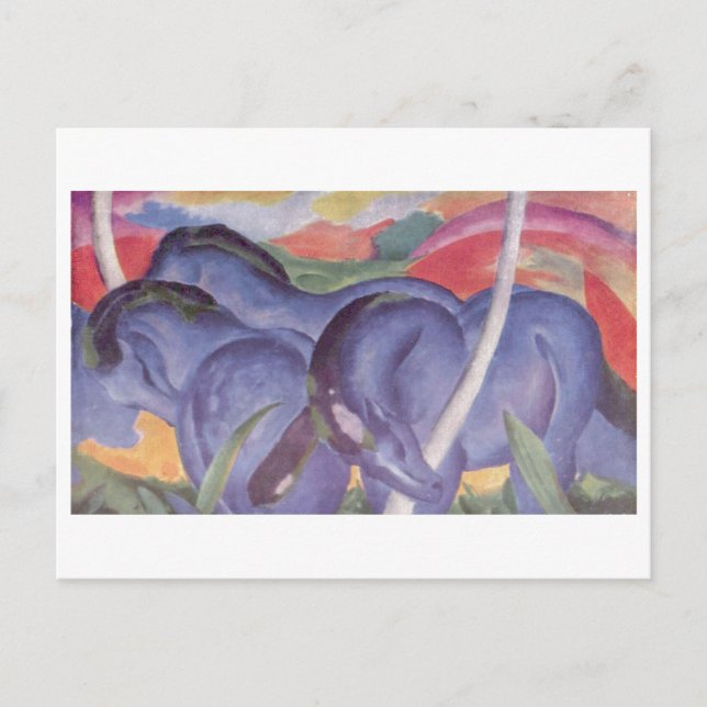 Franz Marc - Big Blue Horse 1911 Canvas Equine Postcard (Front)