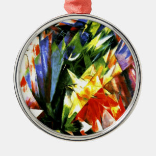 Franz Marc: Birds - Cubism art by Franz Marc Metal Tree Decoration