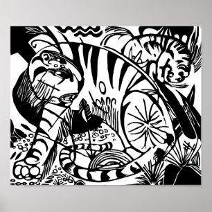 Franz Marc - Black and White Tiger - Abstract Art Poster