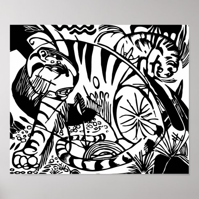 Franz Marc - Black and White Tiger - Abstract Art Poster (Front)