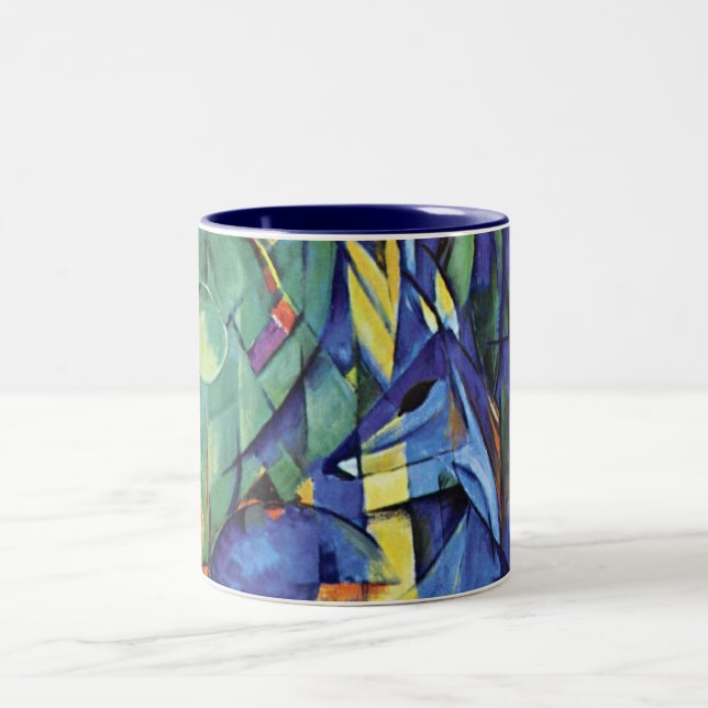 Franz Marc - Deer in the forest (II) Two-Tone Coffee Mug (Center)