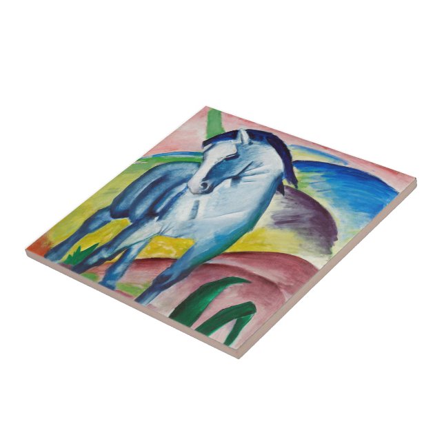 Franz Marc Famous Painting Blue Horse (1911)  Ceramic Tile (Side)
