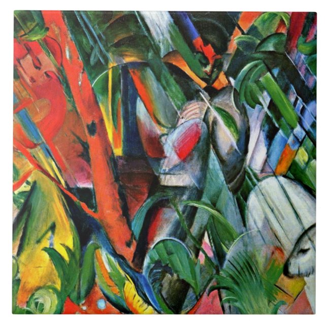 Franz Marc famous painting, In the Rain, Ceramic Tile (Front)