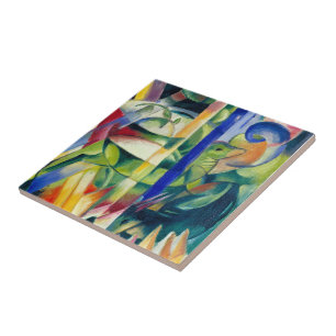 Franz Marc Famous Painting Little Mountain Goats Ceramic Tile