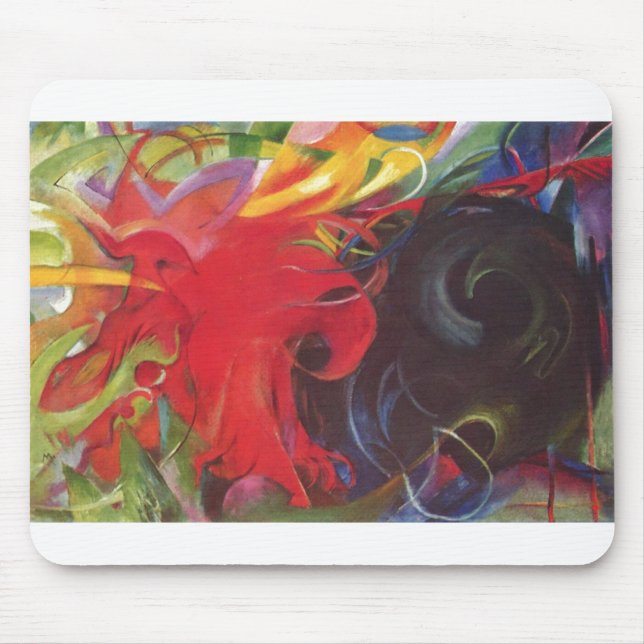 Franz Marc - Fighting Forms 1914 Colour Black Red Mouse Pad (Front)