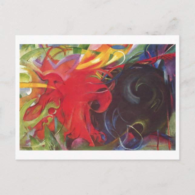 Franz Marc - Fighting Forms 1914 Colour Black Red Postcard (Front)