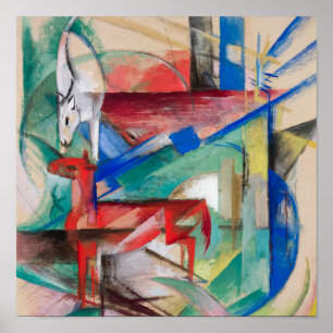 Franz Marc Landscape with Animals Famous Painting Poster