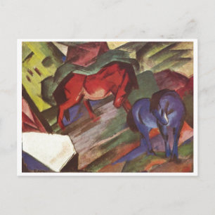 Franz Marc - Red & Blue Horse 1912 Paper Horses Postcard
