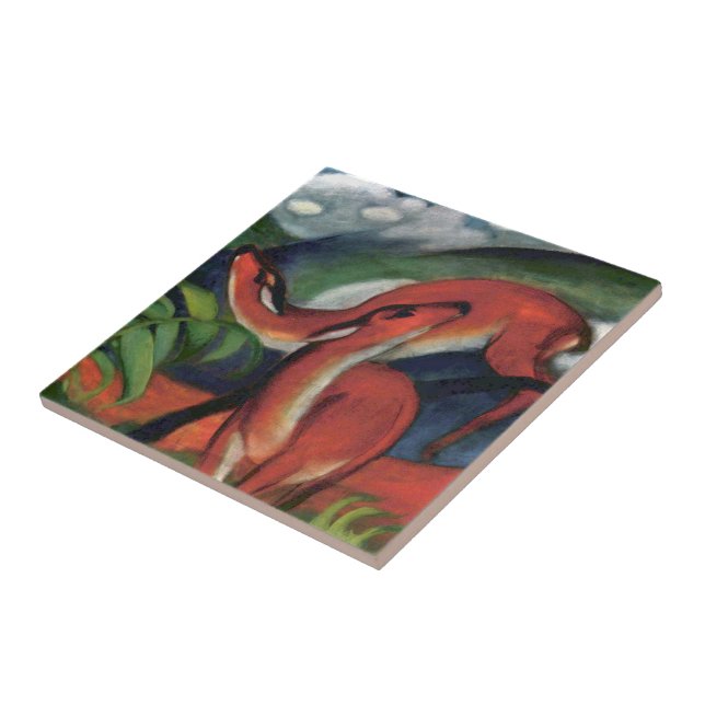 Franz Marc Red Deer Famous Painting Ceramic Tile (Side)