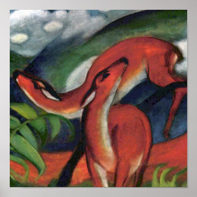 Franz Marc Red Deer Famous Painting  Poster (Front)