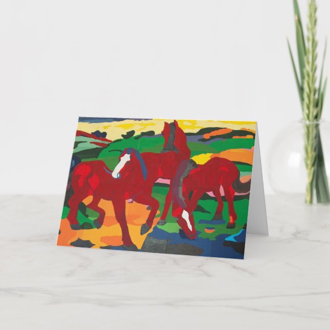 Franz Marc - Red Horses Holiday Card (Front)