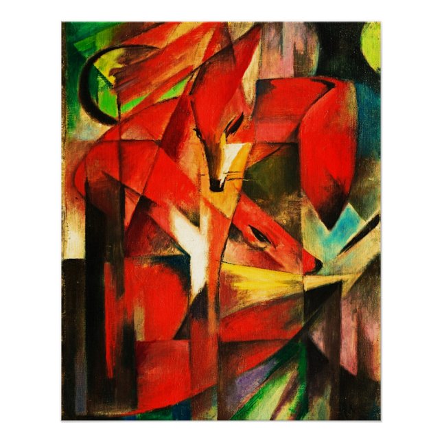 Franz Marc The Foxes Red Fox Modern Art Painting Poster (Front)