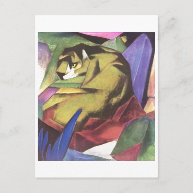 Franz Marc - Tiger 1912 Cat Jungle Canvas Yellow Postcard (Front)