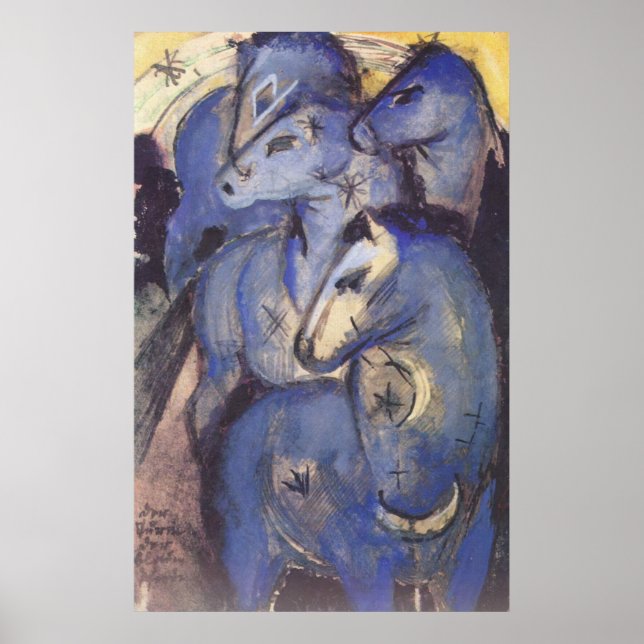 Franz Marc - Tower of Blue Horses 1913 Equestrian Poster (Front)