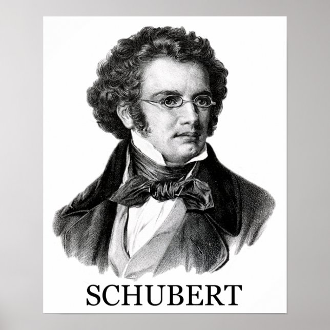 Franz Schubert, black Poster (Front)