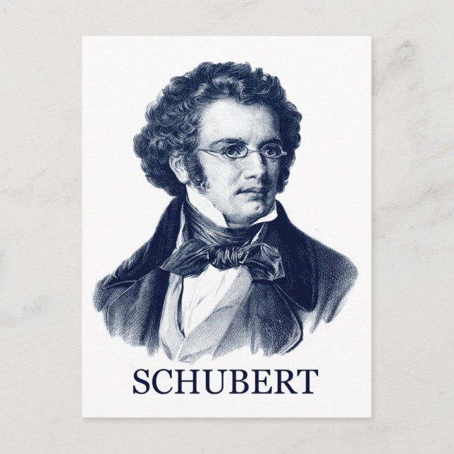 Franz Schubert, blue Postcard (Front)