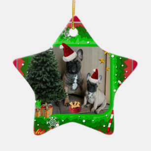Französische Buldoggen Weihnachten Ceramic Ornament