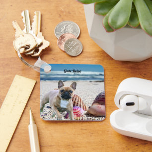Französische Bulldogge am Strand     Key Ring