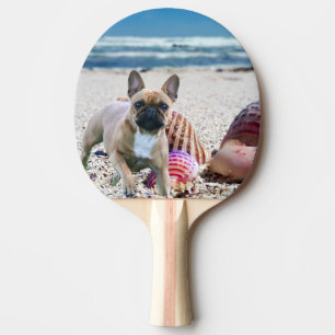 Französische Bulldogge am Strand Ping Pong Paddle