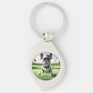 Französische Bulldogge auf Golfplatz Key Ring