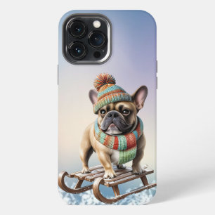 Französische Bulldogge auf Schlitten iPhone 13 Pro Max Case