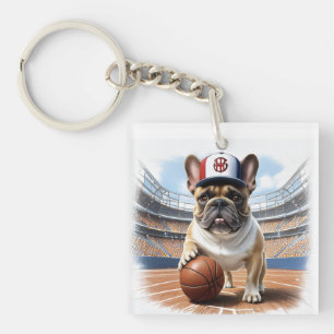 französische Bulldogge Basketball  Key Ring