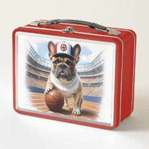 Französische Bulldogge Basketball Metal Lunch Box