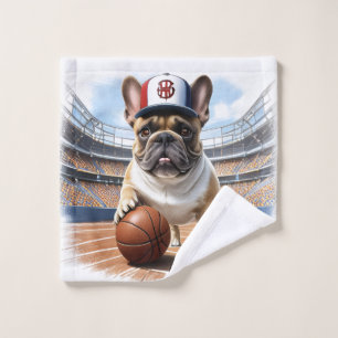 Französische Bulldogge Basketball Wash Cloth