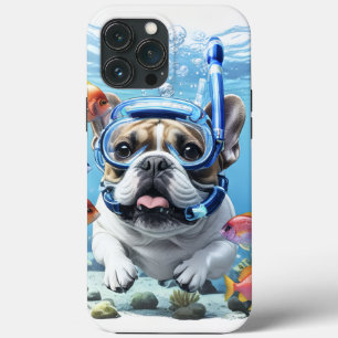 Französische Bulldogge beim Schnorcheln iPhone 13 Pro Max Case