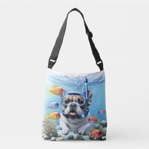 Französische Bulldogge beim Schnorcheln Crossbody Bag
