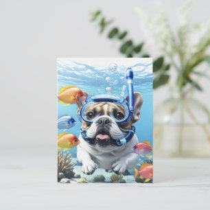 Französische Bulldogge beim Schnorcheln Postcard