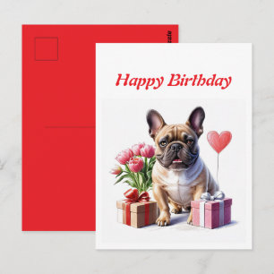 Französische Bulldogge Blumen Birthday Bulldog Postcard