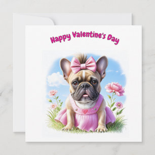 Französische Bulldogge Blumen French Bulldog Card