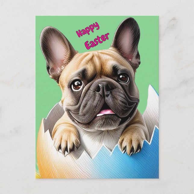 Französische Bulldogge Ei Ostern French Bulldog Holiday Postcard (Front)