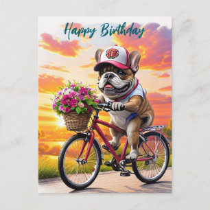 Französische Bulldogge Fahrrad French Bulldog Postcard