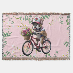 Französische Bulldogge Fahrrad French Bulldog Throw Blanket