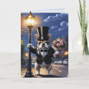 Französische Bulldogge French Bulldog Blumenstrauß Card