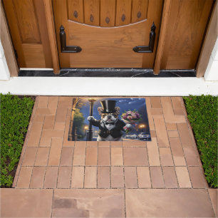 Französische Bulldogge French Bulldog Blumenstrauß Doormat