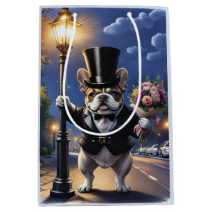 Französische Bulldogge French Bulldog Blumenstrauß Medium Gift Bag