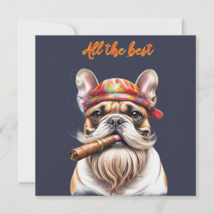 Französische Bulldogge French Bulldog Hippie Invitation