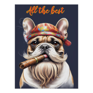Französische Bulldogge French Bulldog Hippie Poster
