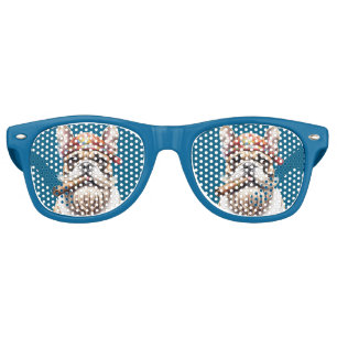 Französische Bulldogge French Bulldog Hippie Retro Sunglasses