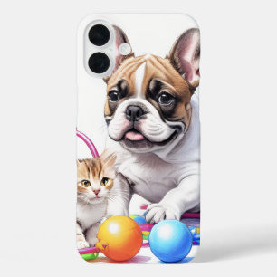 Französische Bulldogge French Bulldog mit Katze iPhone 16 Plus Case