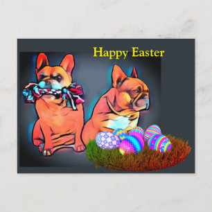 Französische Bulldogge Grußkarte Ostern Postcard