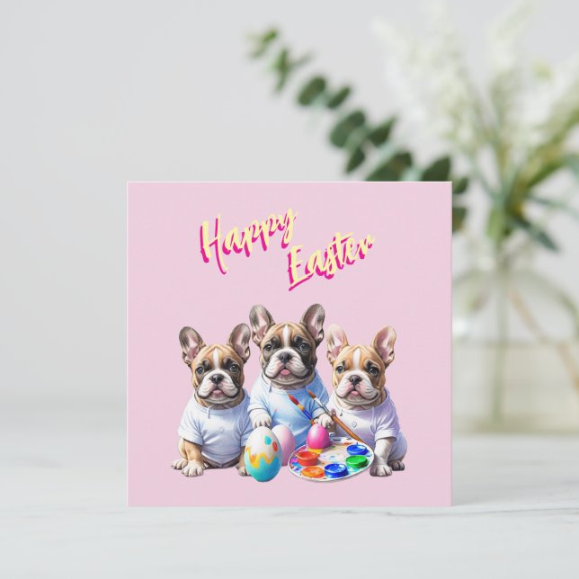 Französische Bulldogge Happy Easter French Bulldog Invitation (Standing Front)